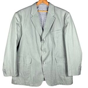 Peter Christian Blazer Mens 46S Sage Green Cotton Canvas 3-Button Sport Coat